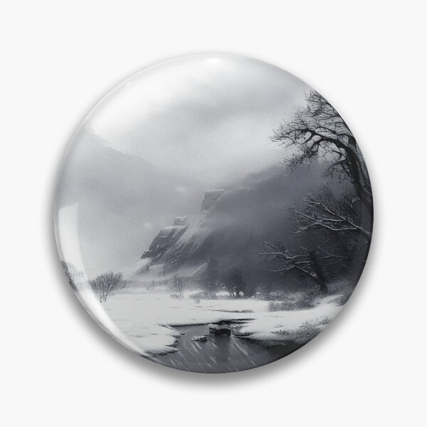 Item preview, Frozen River in Winter Landscape | Vintage Landscape | Landscape Artwork | Realistic Landscape Art | Vintage Art designed and sold by UnhingedBird.
