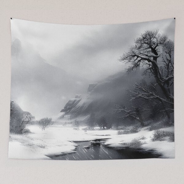 Item preview, Frozen River in Winter Landscape | Vintage Landscape | Landscape Artwork | Realistic Landscape Art | Vintage Art designed and sold by UnhingedBird.