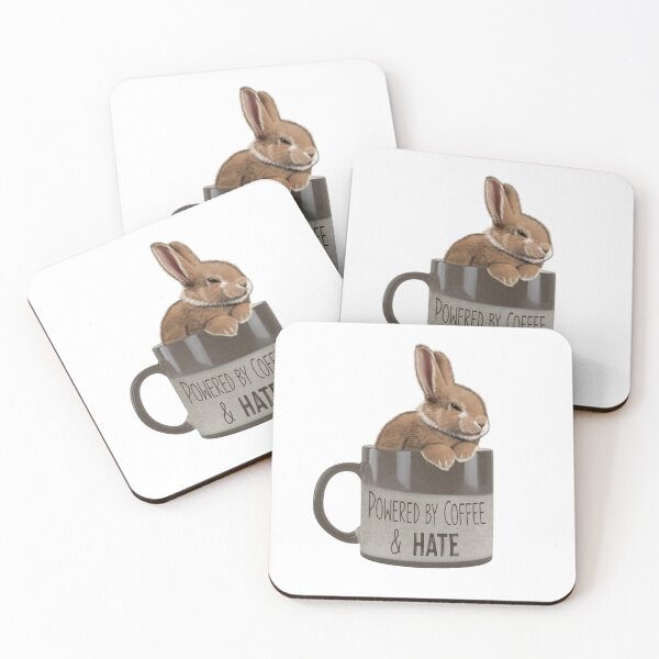 Item preview, Powered by coffee and Hate Bunny designed and sold by TheWarrenCreations.