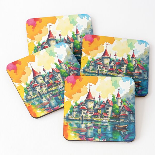 Item preview, Colorful Fairytale Castle Reflection in a Watercolor Style designed and sold by AHMEDMAMADO.