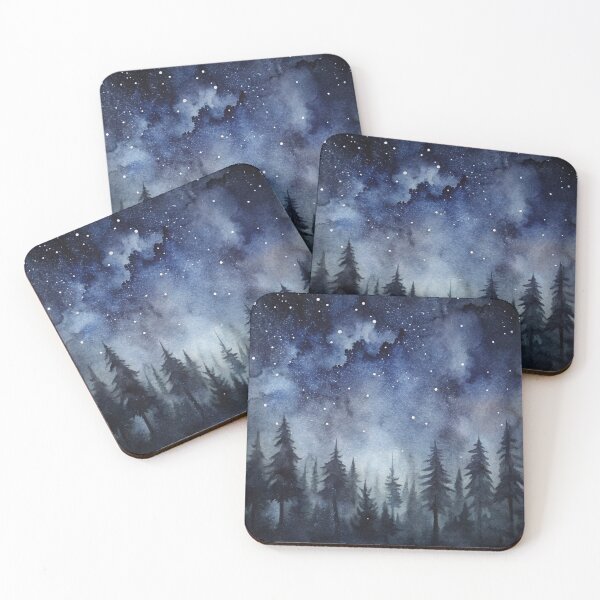 Item preview,  Minimalist Night Forest and Starry Sky Artwork designed and sold by zaina.sho.