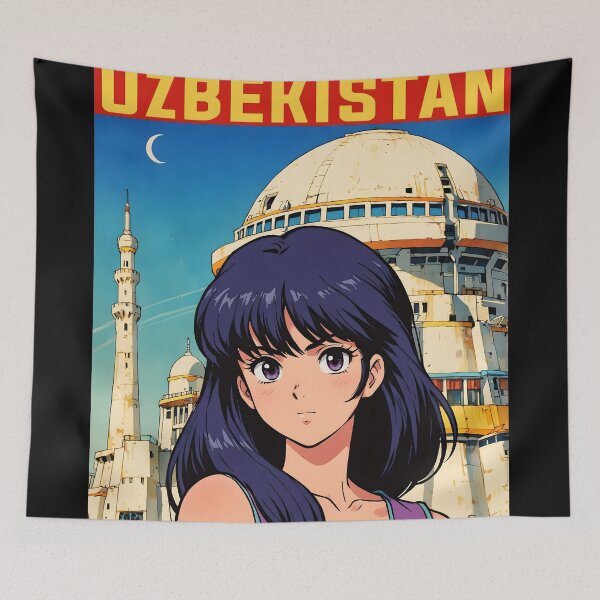 Item preview, Uzbekistan Retro Anime Girl 80s Vintage Travel designed and sold by Retro-Anime9.