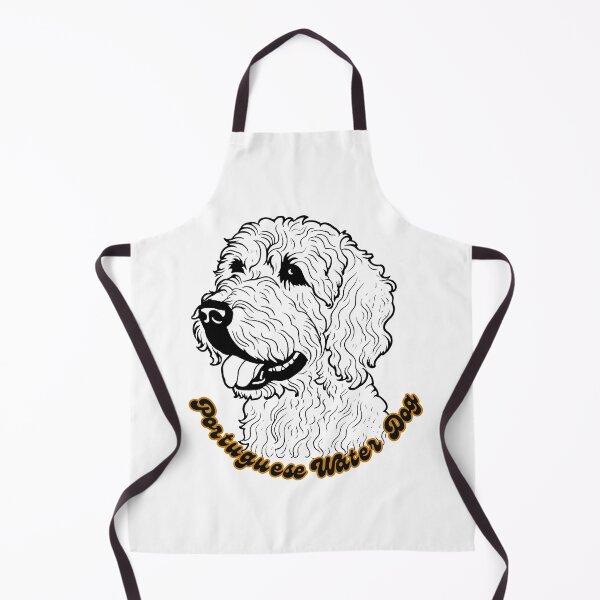 Item preview, Energetic Portuguese Water Dog Portrait in Black and White designed and sold by Paws and Ink Art.