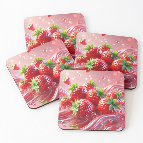 Item preview, Red Strawberries Floating On A Reflective, Glossy Pink Surface designed and sold by PixelStoneDesign .