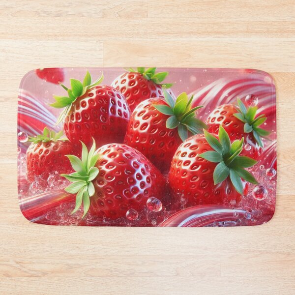 Item preview, Red Strawberries Floating On A Reflective, Glossy Pink Surface designed and sold by PixelStoneDesign .