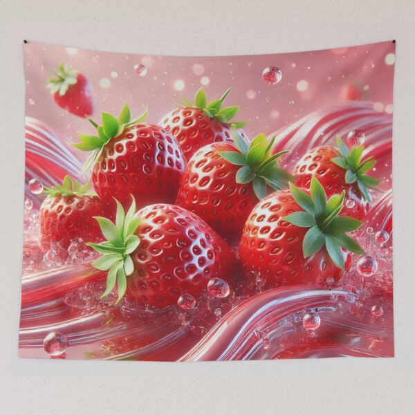 Item preview, Red Strawberries Floating On A Reflective, Glossy Pink Surface designed and sold by PixelStoneDesign .