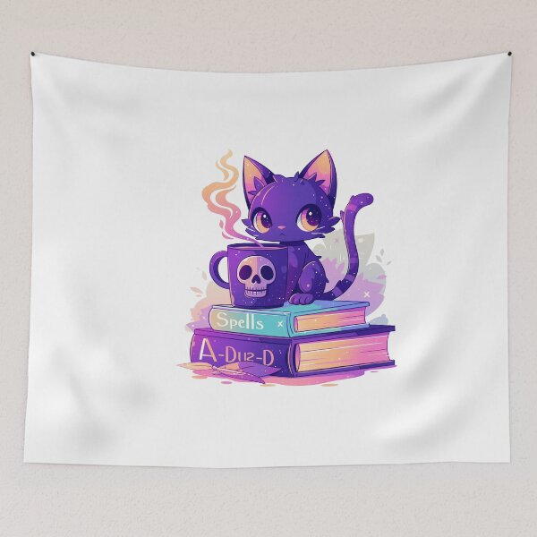 Item preview, Mystical Cat with Spells and Magic Books designed and sold by PandaKunst.