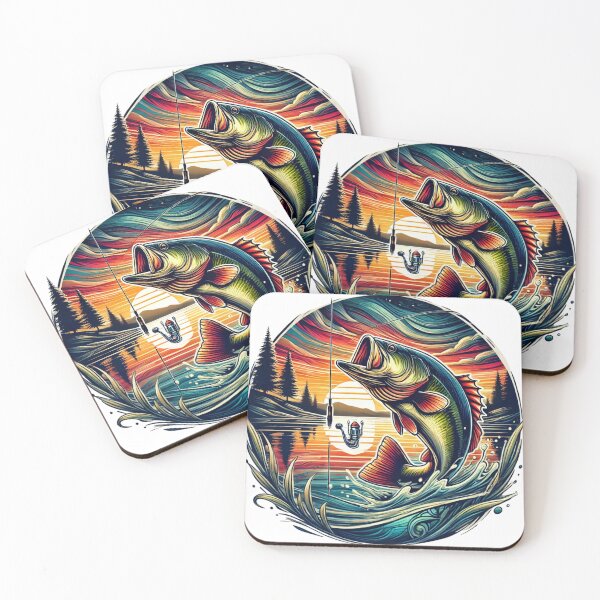 Item preview, Vibrant Bass Fishing Sunset Scene designed and sold by EsraaCreations.