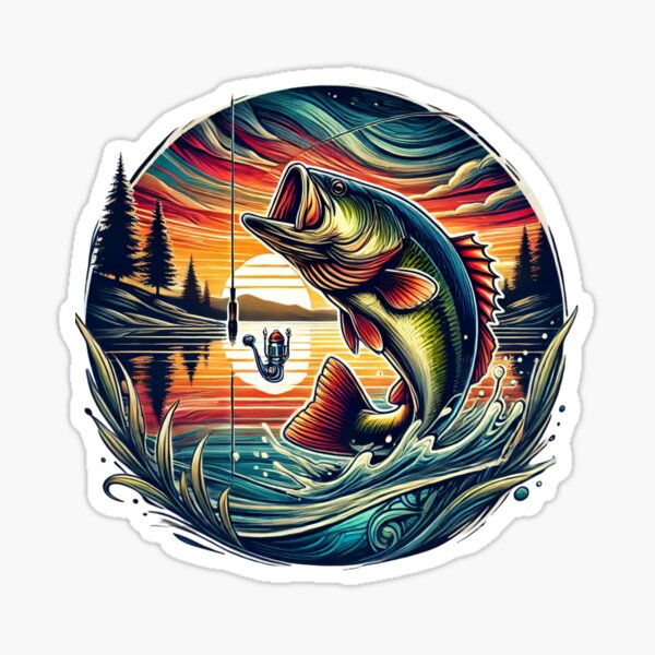 Item preview, Vibrant Bass Fishing Sunset Scene designed and sold by EsraaCreations.