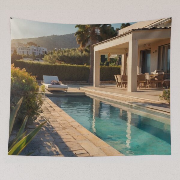 Item preview, The Charm of a Mediterranean Backyard with Pool designed and sold by BlareBlare.
