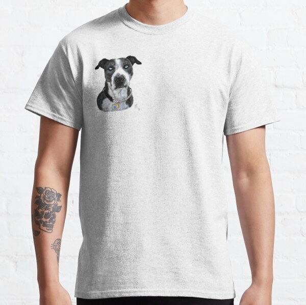 Black and White Pit Bull With Blue Eyes  Classic T-Shirt