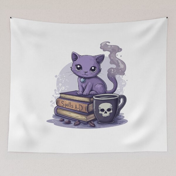 Item preview, Mystical Cat with Spells and Magic Books designed and sold by PandaKunst.