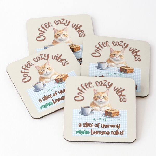 Item preview, Coffee, Cozy Vibes & Vegan Banana Cake – Ginger Cat Design designed and sold by TheBeeKindSpace.
