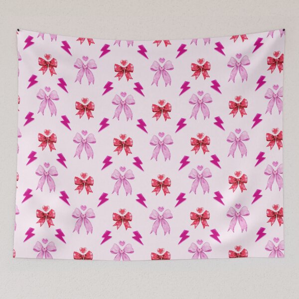 Item preview, Pink bow and heart seamless pattern designed and sold by pinkyfish1010.