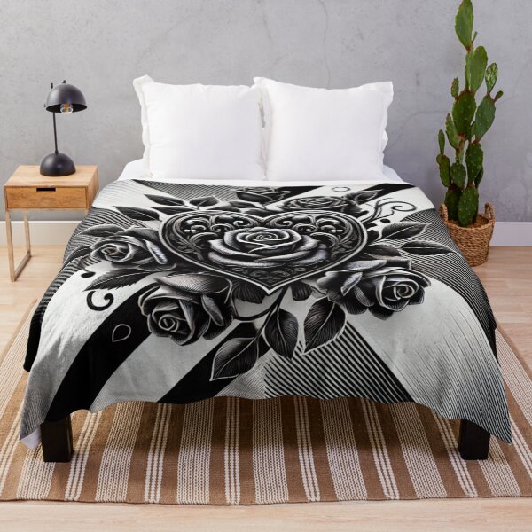 Item preview, Intricate Floral Heart - Sophisticated Monochrome Art designed and sold by Desireehaz.