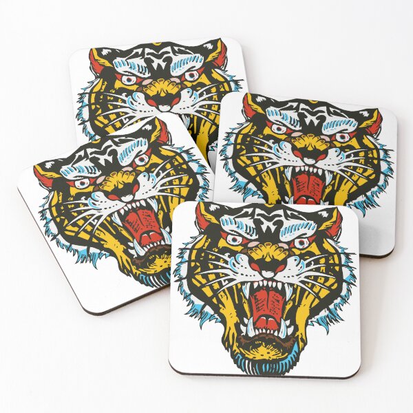 Artikelvorschau, Tiger Tattoo Old School Blitz offener Mund entworfen und verkauft von Achille3777.