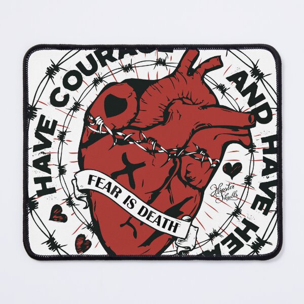 Item preview, Heart tattoo have courage and heart old school fear is death barber designed and sold by Achille3777.