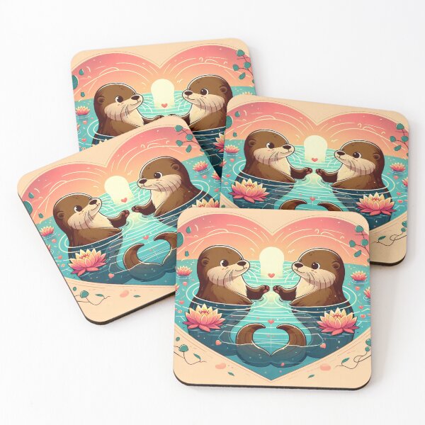 Item preview, Romantic Otters Holding Hands designed and sold by Mechanical-Artt.