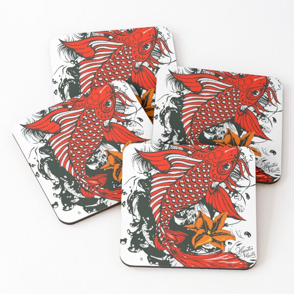 Item preview, Koi fish carp tattoo old school drawing flower lily designed and sold by Achille3777.