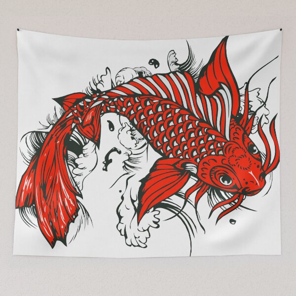 Item preview, Tatuaje de pez carpa koi, dibujo de la vieja escuela designed and sold by Achille3777.