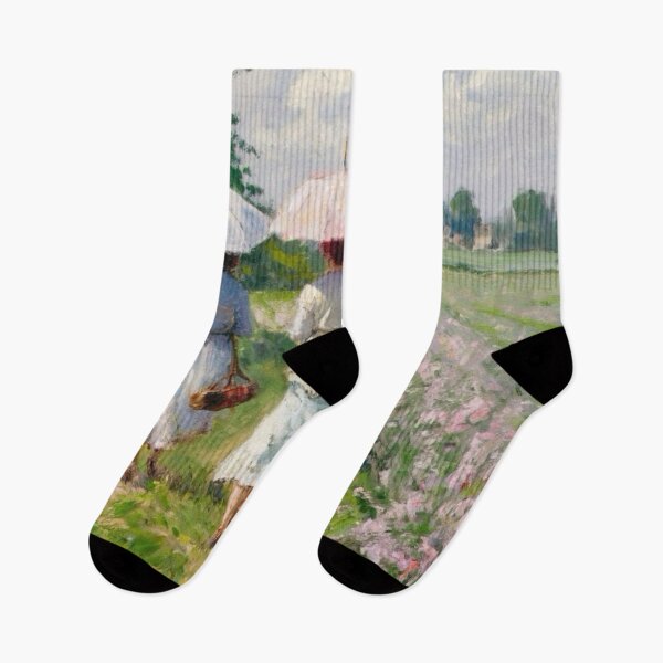 Item preview, Two Women Walking Through a French Countryside in Bloom designed and sold by CARRAANN.
