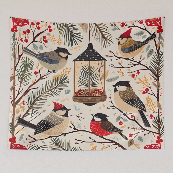 Item preview, Winter birds at the feeder designed and sold by Folksy Living.