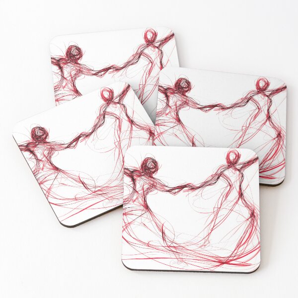 Item preview, Red Ink Hand Sketch of Two Dancers in Motion designed and sold by frequent-art.