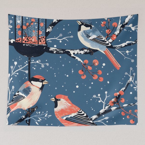 Item preview, Winter birds at the bird feeder designed and sold by Folksy Living.