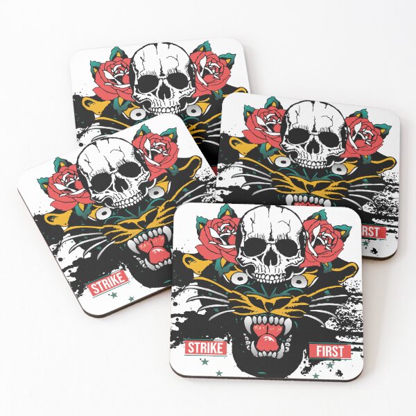 Item preview, panthere tattoo skull rose flower skull strike first old school designed and sold by Achille3777.