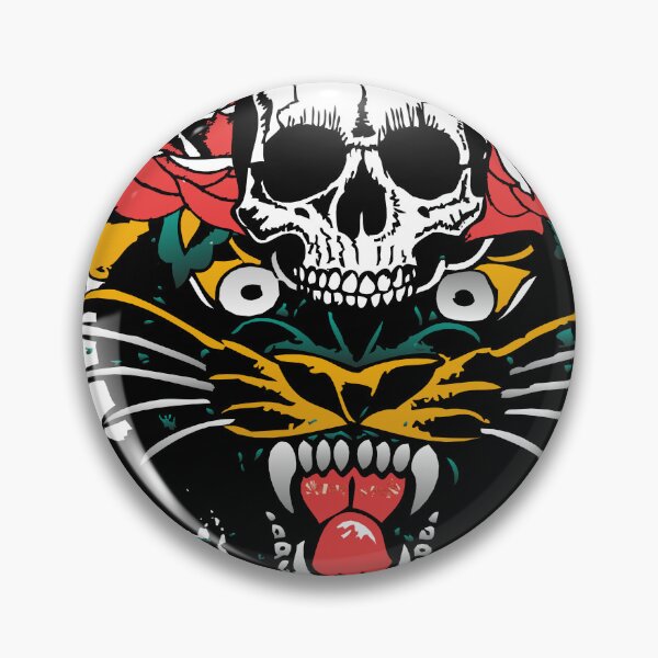 Item preview, panthere tattoo skull rose flower skull strike first old school designed and sold by Achille3777.