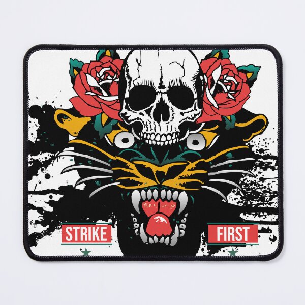 Item preview, panthere tattoo skull rose flower skull strike first old school designed and sold by Achille3777.