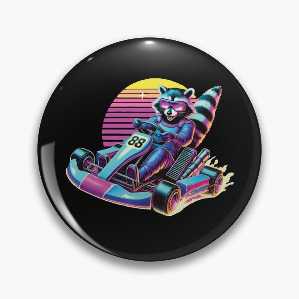 Item preview, Go-kart Raccoon In Neon Style designed and sold by LuminOrb.