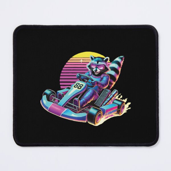 Item preview, Go-kart Raccoon In Neon Style designed and sold by LuminOrb.