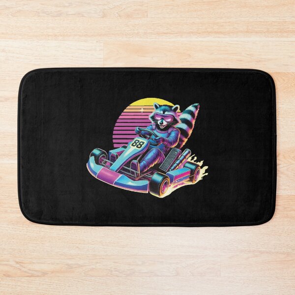 Item preview, Go-kart Raccoon In Neon Style designed and sold by LuminOrb.