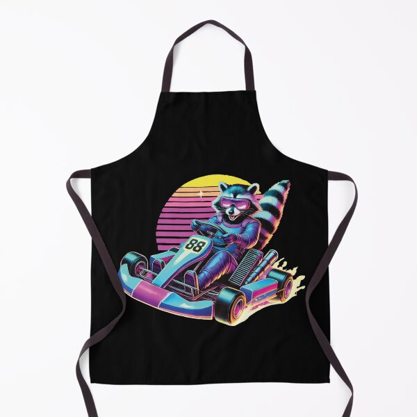 Item preview, Go-kart Raccoon In Neon Style designed and sold by LuminOrb.