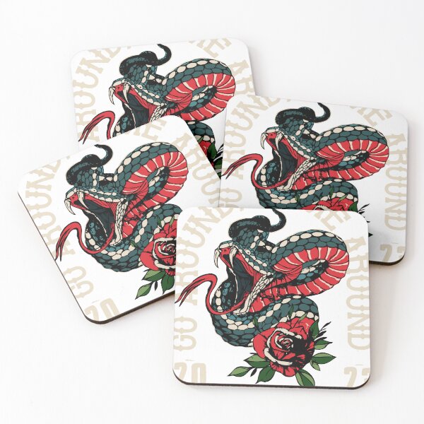 Item preview, Snake tattoo pink flower old school go around come designed and sold by Achille3777.
