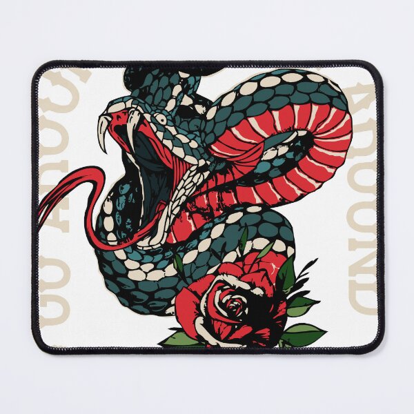 Item preview, Snake tattoo pink flower old school go around come designed and sold by Achille3777.