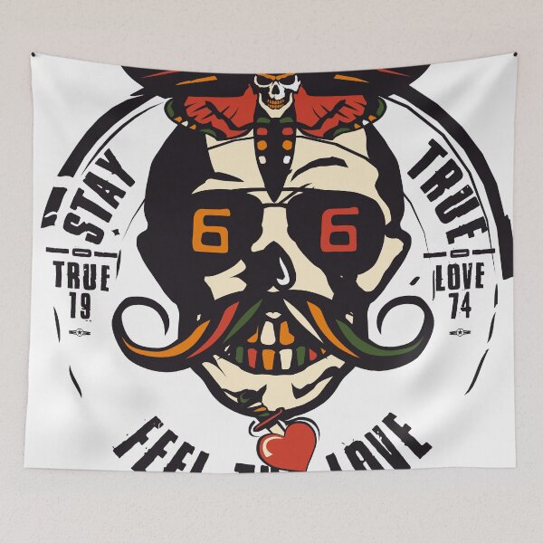Item preview, skull tattoo moth stay true feel the love designed and sold by Achille3777.