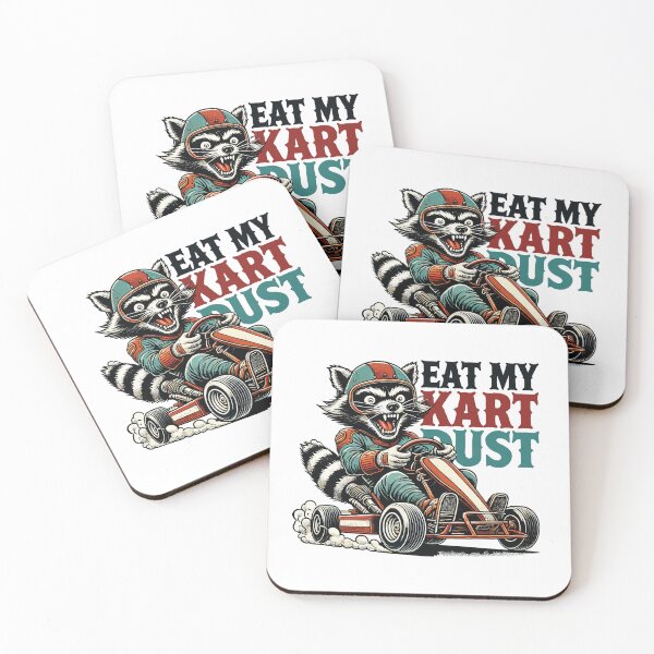 Item preview, Funny Retro Raccoon Go-kart Dust Eating Saying designed and sold by LuminOrb.