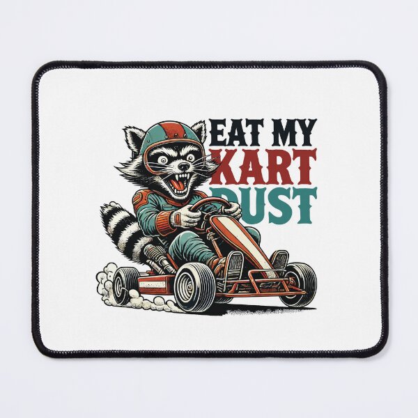 Item preview, Funny Retro Raccoon Go-kart Dust Eating Saying designed and sold by LuminOrb.