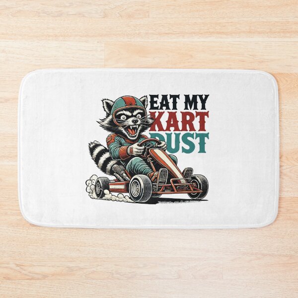 Item preview, Funny Retro Raccoon Go-kart Dust Eating Saying designed and sold by LuminOrb.