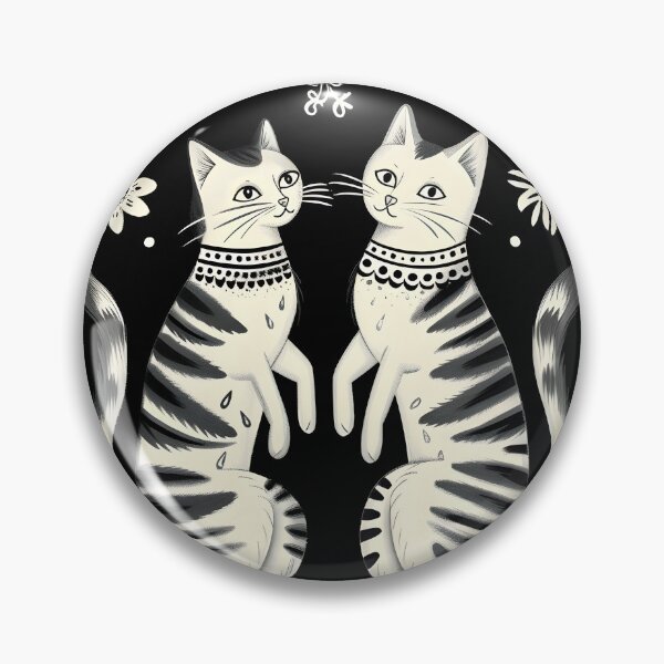 Item preview, Two cats mirror image modern folk black and white designed and sold by Folksy Living.