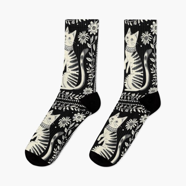 Item preview, Two cats mirror image modern folk black and white designed and sold by Folksy Living.