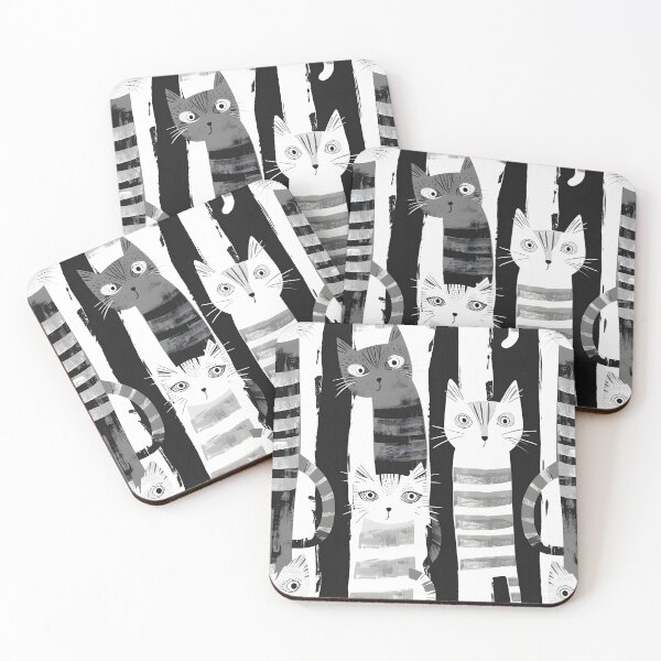 Item preview, Black and white cats staring designed and sold by Folksy Living.