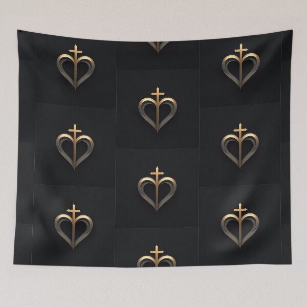 Item preview, cross heart, Christian heart, love, god, heart and cross, heart with cross, gold cross, gold heart, gold and black heart designed and sold by SavageLegion.