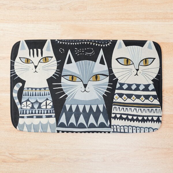 Item preview, Three cats modern folk black and white designed and sold by Folksy Living.