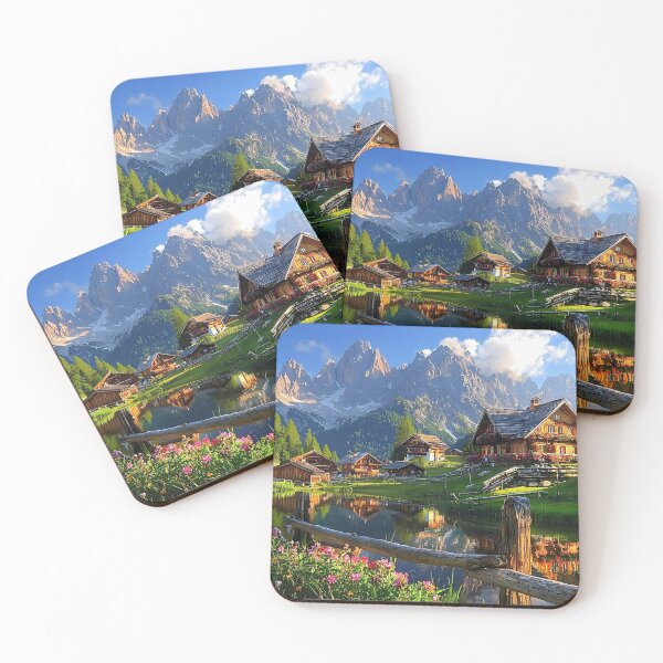 Item preview, Alpine Tranquility in Tyrol Serene Wooden Chalets and Green Meadows designed and sold by daila70.