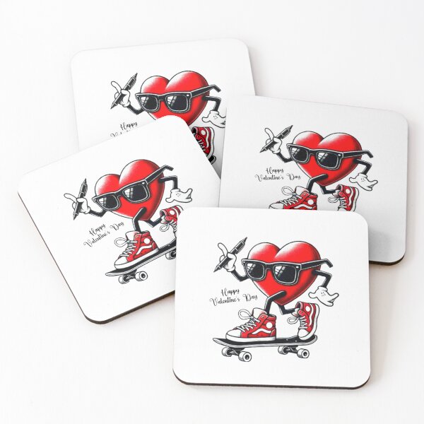 Item preview, Red Heart Skateboarding & Writing Happy Valentine's Day Funny Skater   designed and sold by Creat-Des.