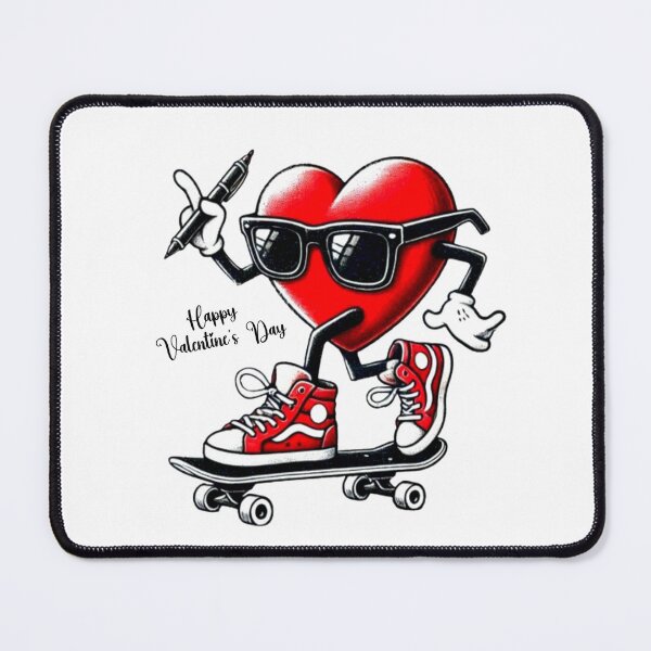 Item preview, Red Heart Skateboarding & Writing Happy Valentine's Day Funny Skater designed and sold by Creat-Des.