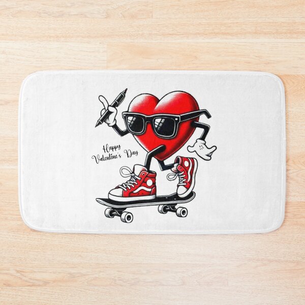 Item preview, Red Heart Skateboarding & Writing Happy Valentine's Day Funny Skater   designed and sold by Creat-Des.